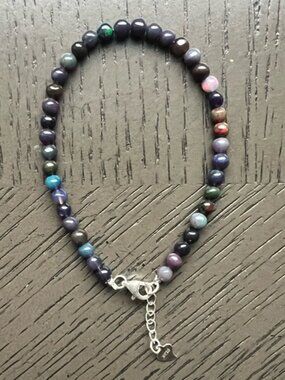 HQ Black opal adjustable bracelet 4mm SIZE 6.25-7’